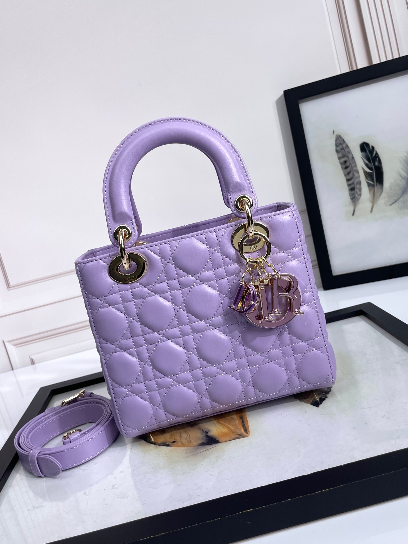 Small Lady Dior My ABCDior Bag Purple Cannage Lambskin